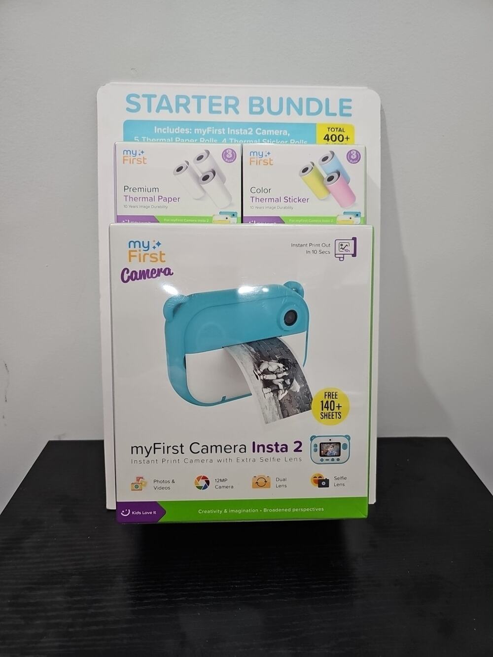 myFirst Camera Insta 2 Bundle, 12MP Instant Print Camera with Extra Selfie Lens